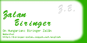 zalan biringer business card
